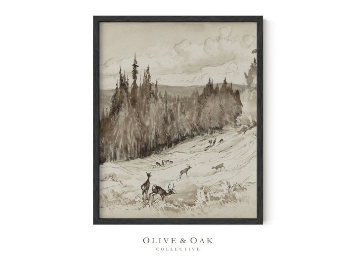 318. DEER SKETCH II - Olive & Oak Collective